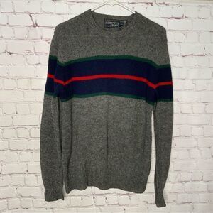 Woodstock Int. by Bernard Men's Size M 100% Shetland‎ Wool Sweater Gray Vintage